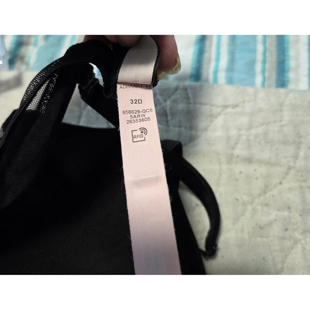 Victoria's Secret Black Gold Metallic Plaid Push-Up Bra 32D 858629-QC5